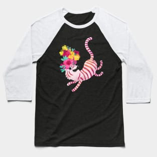 White Tiger with flowers Baseball T-Shirt